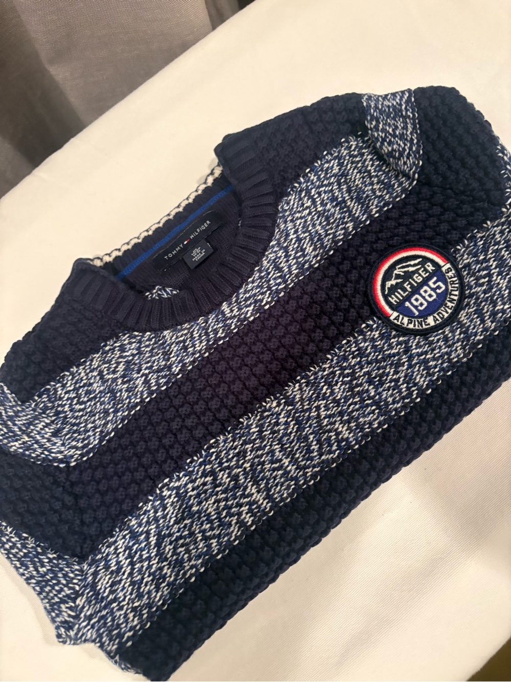 Tommy Hilfiger Cotton Navy Striped Sweater Size XS(4-5)